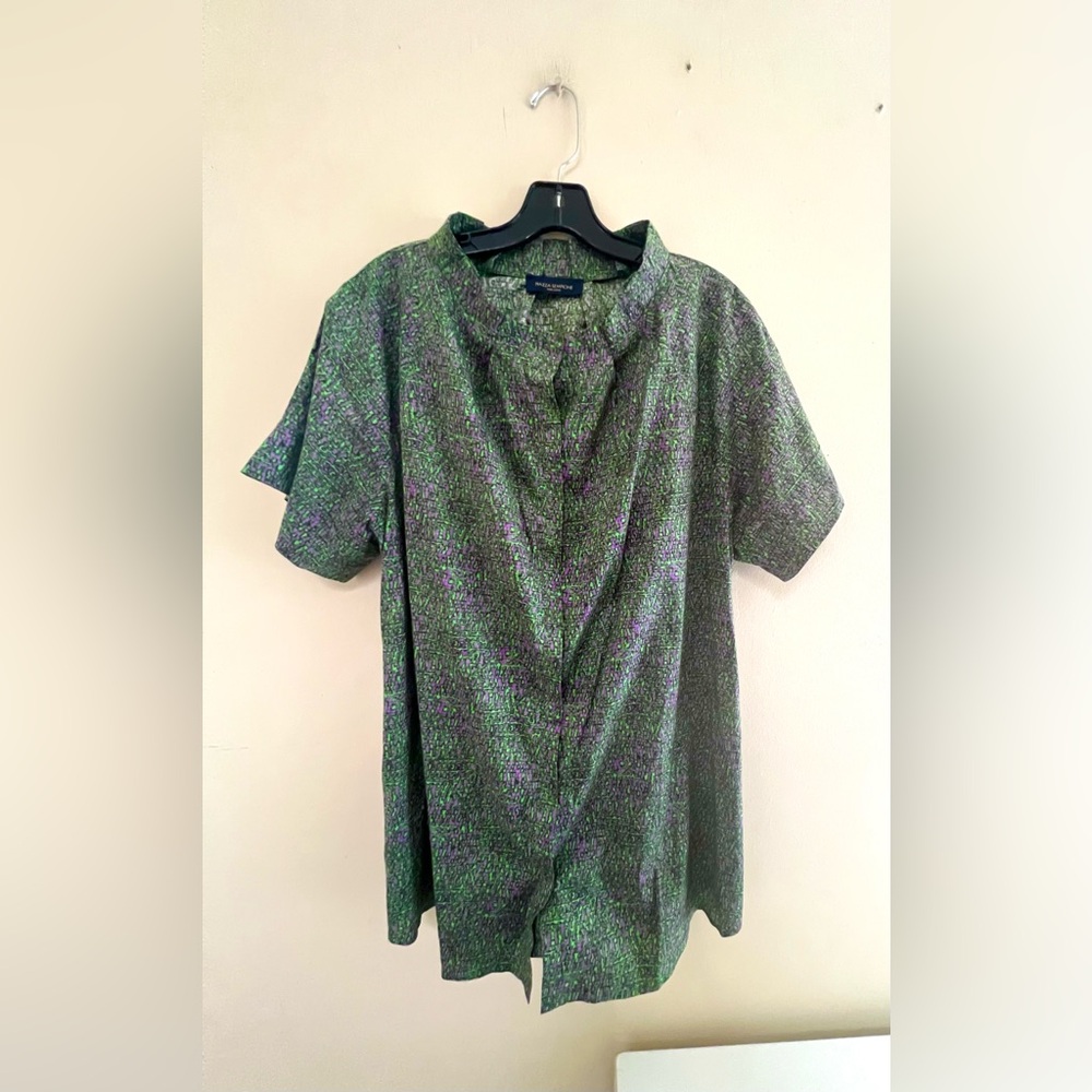 Piazza Sempione Green and Purple Button Down Shirt